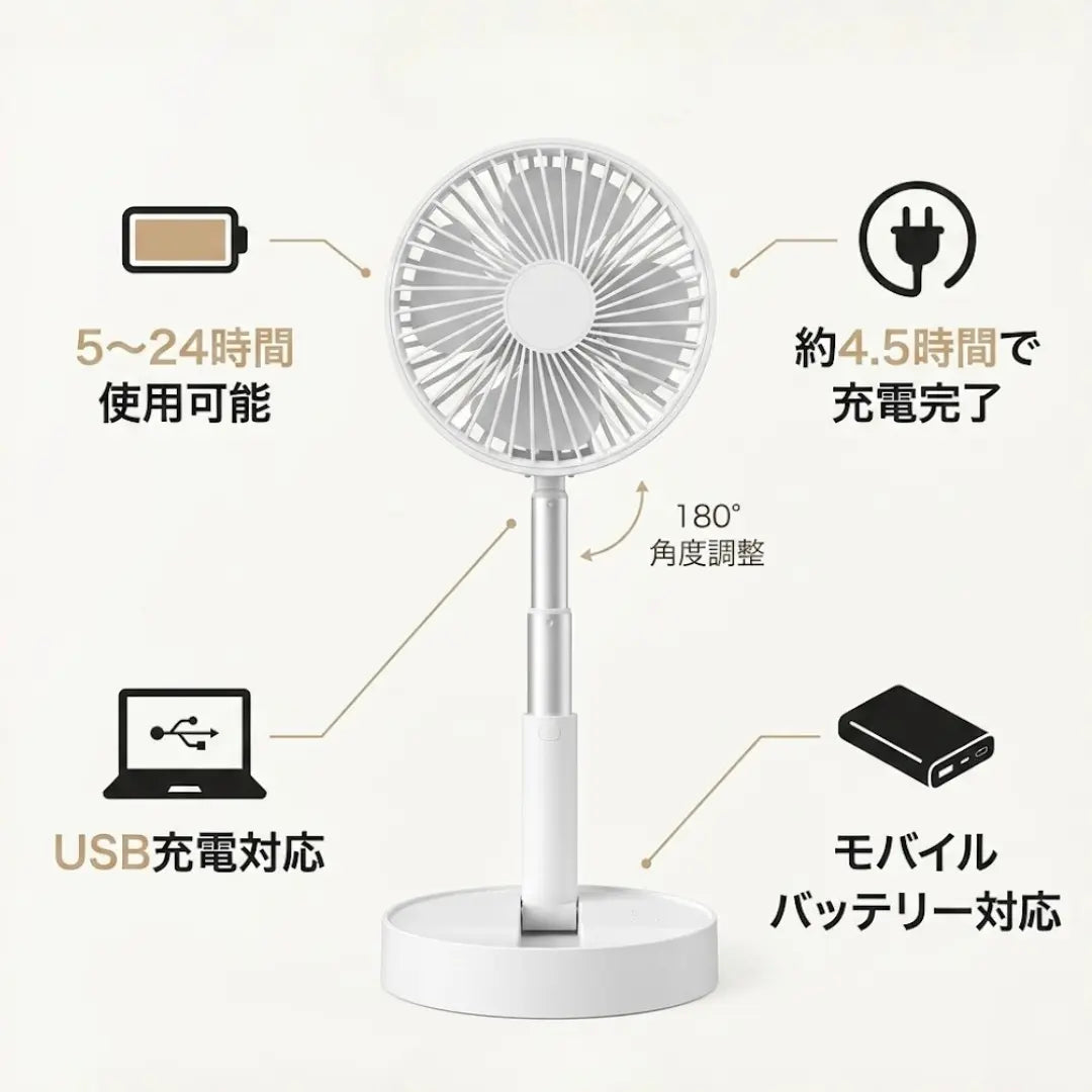Kaze Fan  折りたたみ式コードレス扇風機 UPS