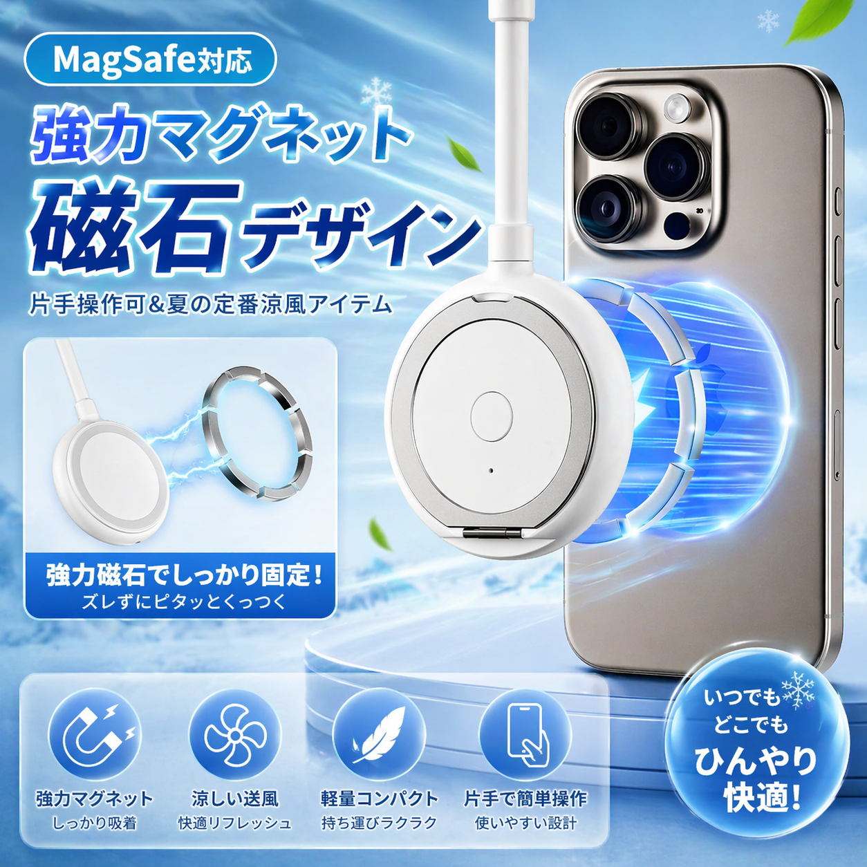 スマホにくっつく扇風機｜MagSafe対応【2026年最新】